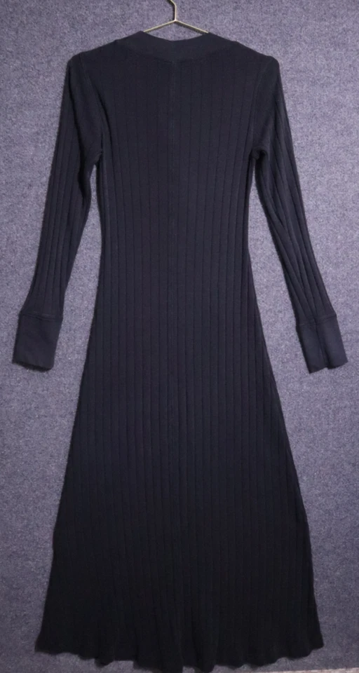 Free People Dress Women Medium Faded Black Button Bodycon Maxi Long Sleeve EUC - Image 2 of 4