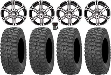 ITP SS212 14" Wheels Machined 30" Rock-A-Billy Tires Kawasaki Mule Pro FXT KRX