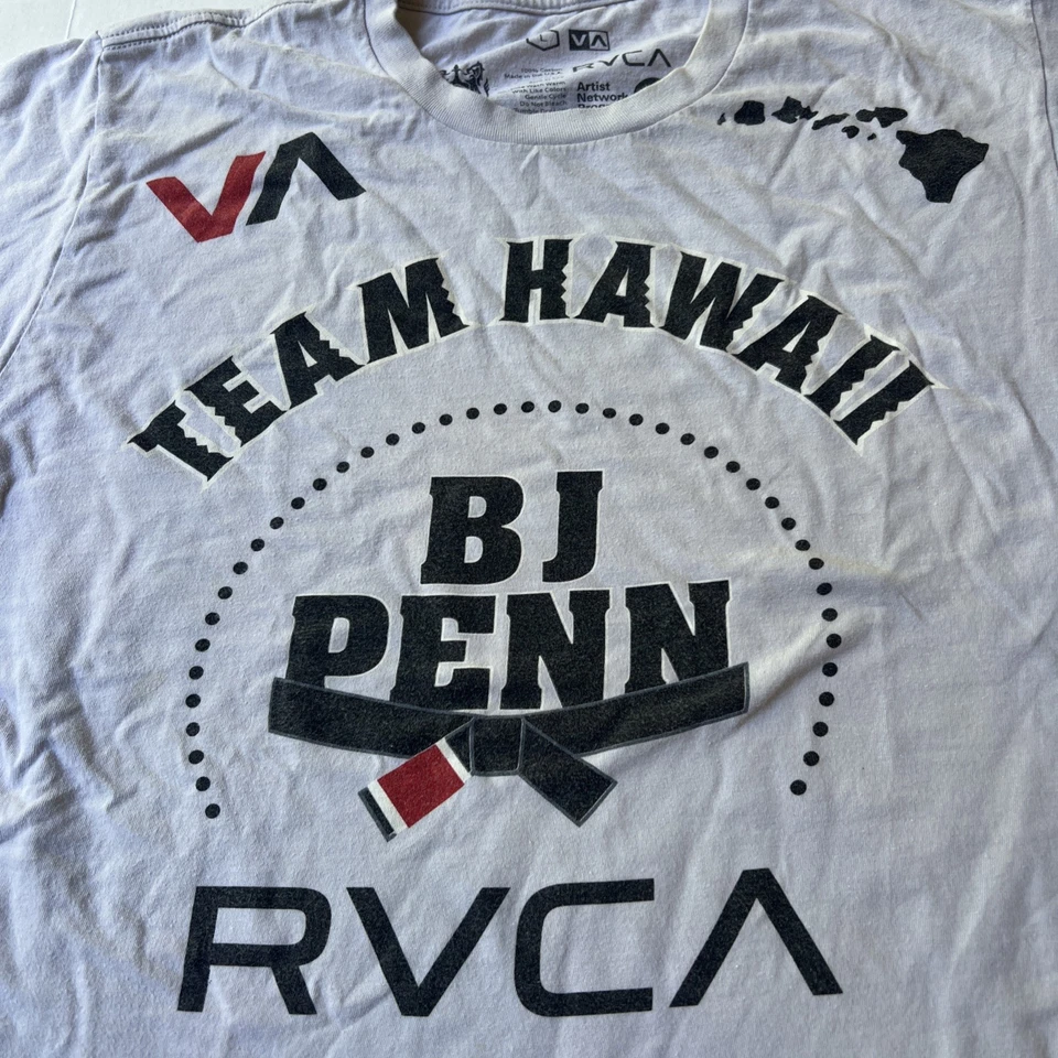 RVCA x BJ Penn Team Hawaii Islands MMA Fighter BJPenn.com Shirt Large Gray New - Image 3 of 4