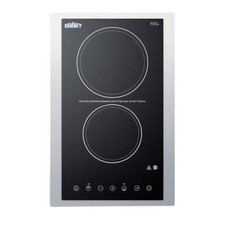 Summit CR2B23T3BTK15 15" Electric Radiant Cooktop w/ (2) Burners, Black Ceram...