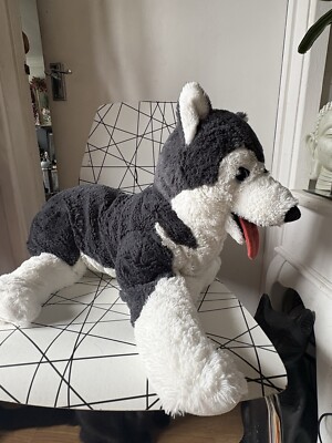 IKEA LIVLIG SIBIRISCHER HUSKY HUND GROSS 20 cm Plüsch weiches Spielzeug grau weiß