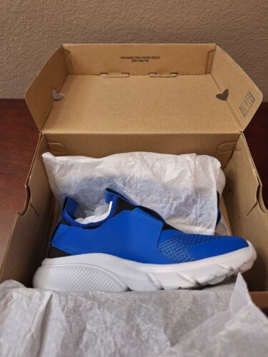 SKECHERS Skech Faster Shoes Kids Sz 1.5 Royal Blue / Blk Slip On Athletic Casual