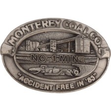 ExxonMobil Monterey Coal Mine Carlinville Illinois Longwall Vintage Belt Buckle