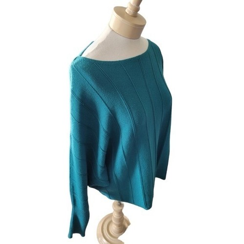 Magaschoni Woman Teal Green Ribbed Knit Boat Neck Sweater Plus Size 3X NWT - Picture 2 of 6