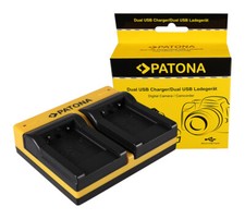 Caricabatteria USB dual Patona per Olympus VR-310,VR-320,VR-325,VR-330,X-15