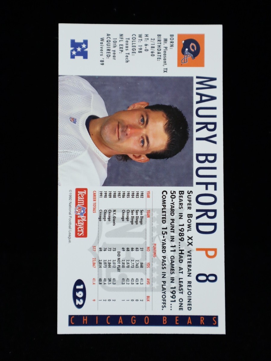 1992 Maury Buford Chicago Bears GameDay Card #192 | eBay