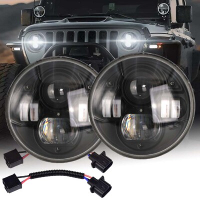 Paar 7 Zoll LED Front Scheinwerfer Hi/Lo DRL für Land Rover Jeep VW T3 G Klasse