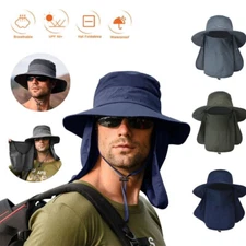 Outdoor UV Protection Sun Hat Neck Face Flap Wide Brim Fishing Cap Men Women