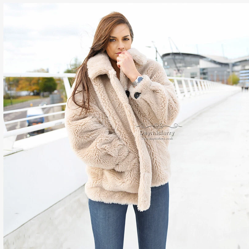 Beige Sheep Wool Teddy Bear Coat, Winter Coat, Winter Jacket | eBay