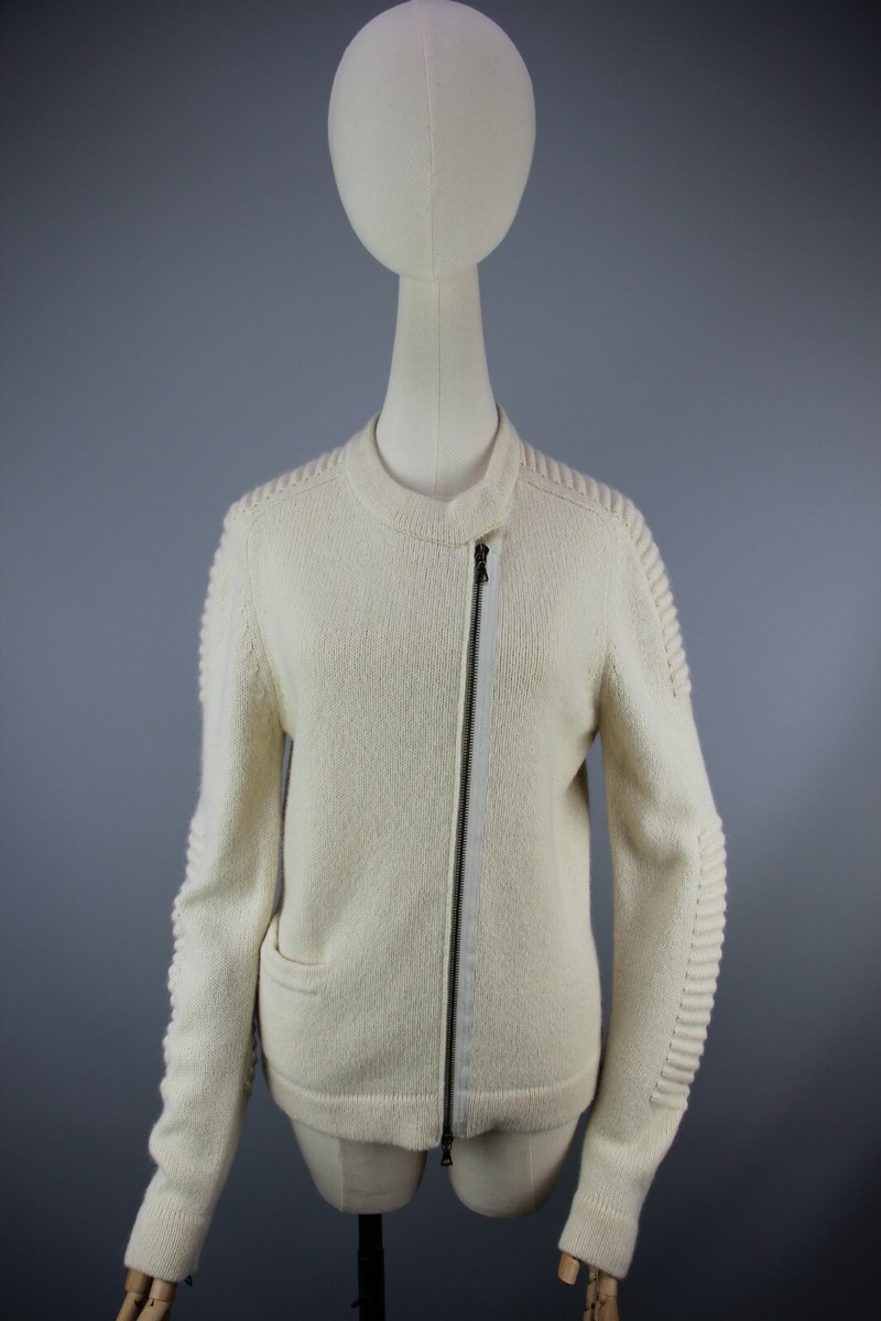 DRIES VAN NOTEN knit Cardigan Zip Cream Alpaca Sweater size S