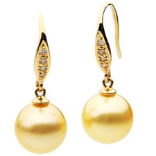 Pacific Pearls® AAA South Sea 12mm Golden Pearl Earrings Birthday jewelry gifts​