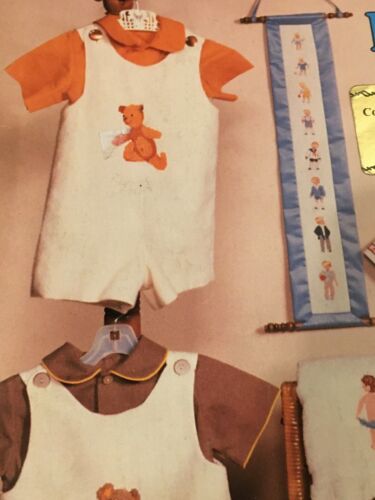 Little Boys in Cross Stitch Pattern Book Sports Themes Bear Baseball Basketball - Picture 2 of 11