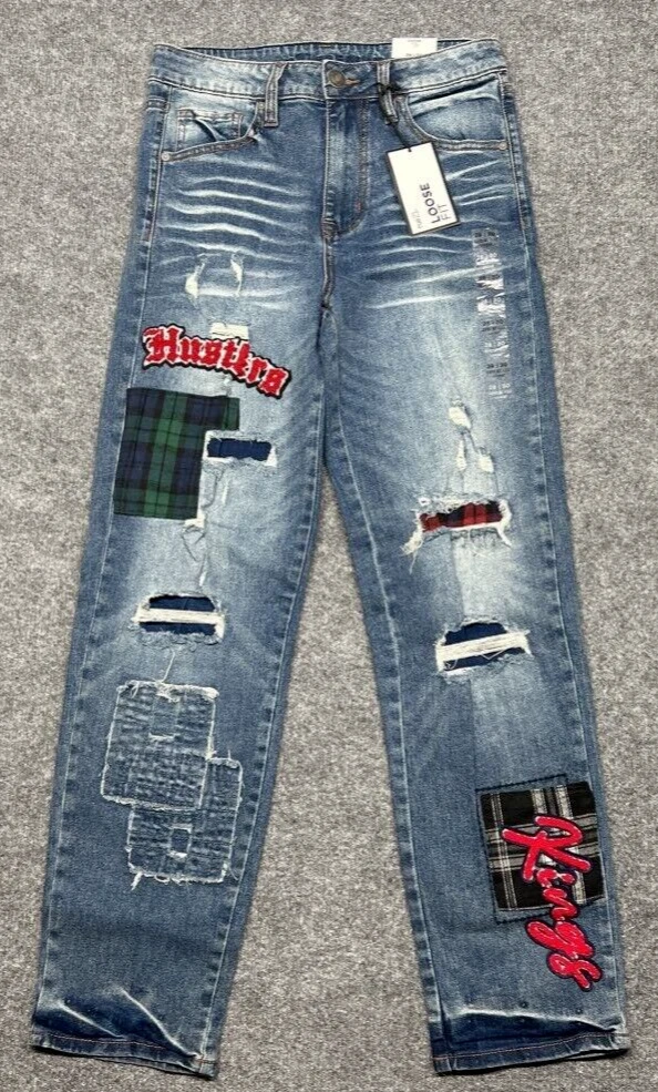 Jean homme Rue21 28X30 bleu coupe ample Supreme Flex Distressed Kings neuf