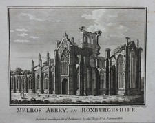 MELROSE ABBEY, 'MELROS ABBEY IN ROXBURGHSHIRE', SCOTLAND, Boswell, 1786