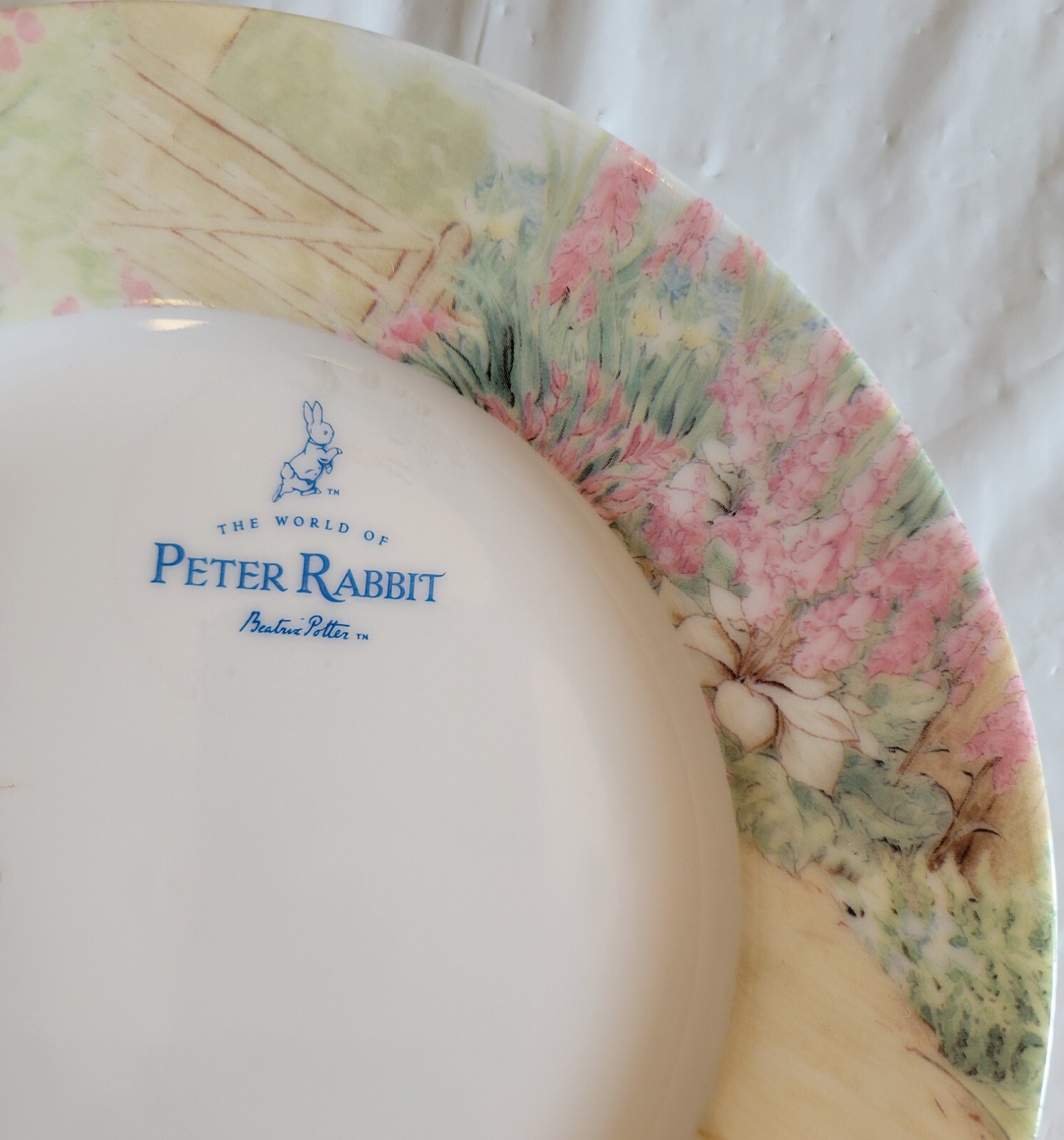 3x Zrike Brands PETER RABBIT Easter Meadow Bunny Ceramic Salad Plates - NEW 8”