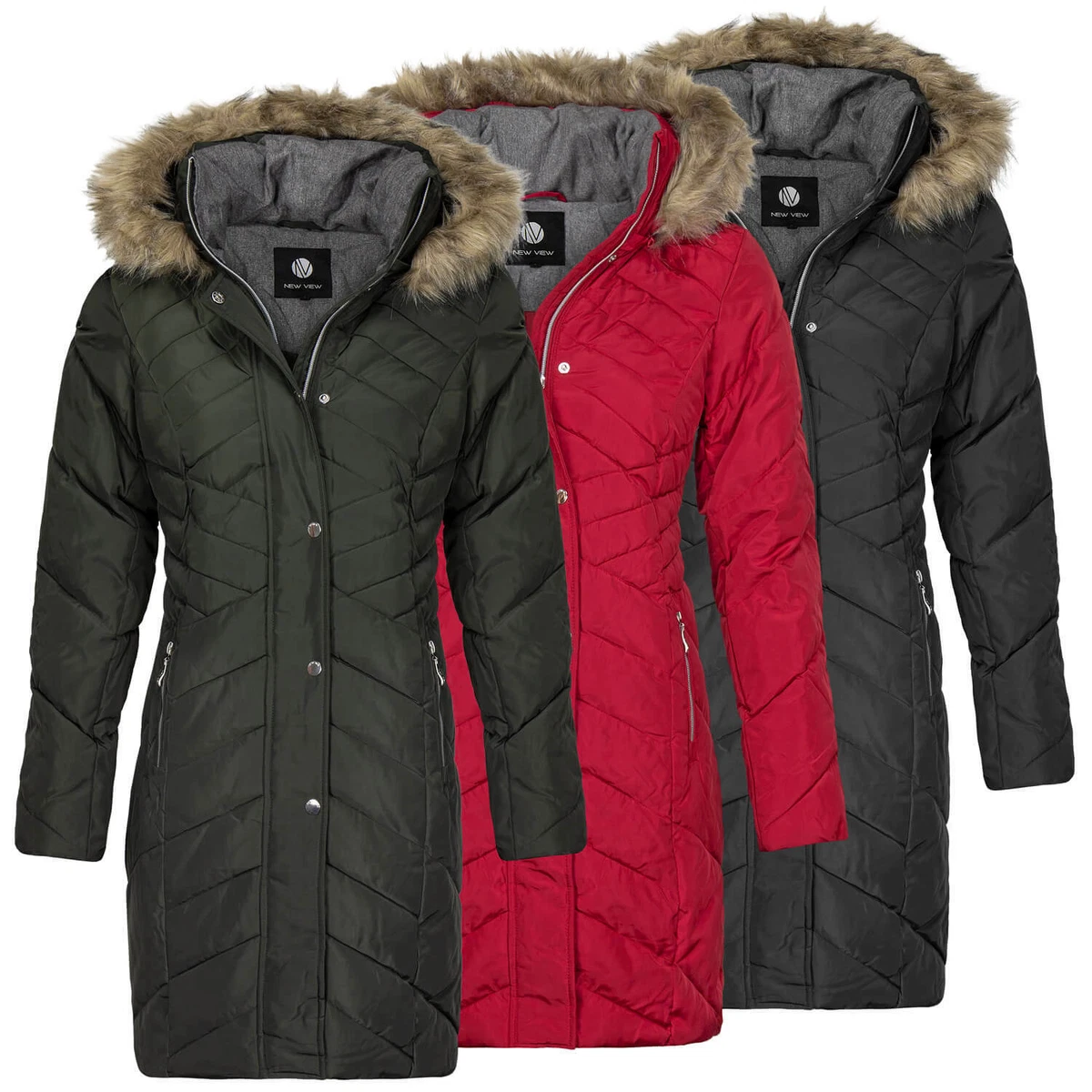 HAILYS Damen Winter Jacke Parka Kurzmantel Mit Kapuze Kunstfell Besatz