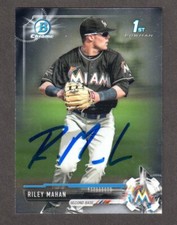 2017 Bowman Chrome BDC 132  Riley Mahan  MIAMI MARLINS SIGNED AUTOGRAPH AUTO COA