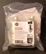 2 GE Push On/Off Lamp Socket Replacement Part 54604 Med Base NEW - Double Pack