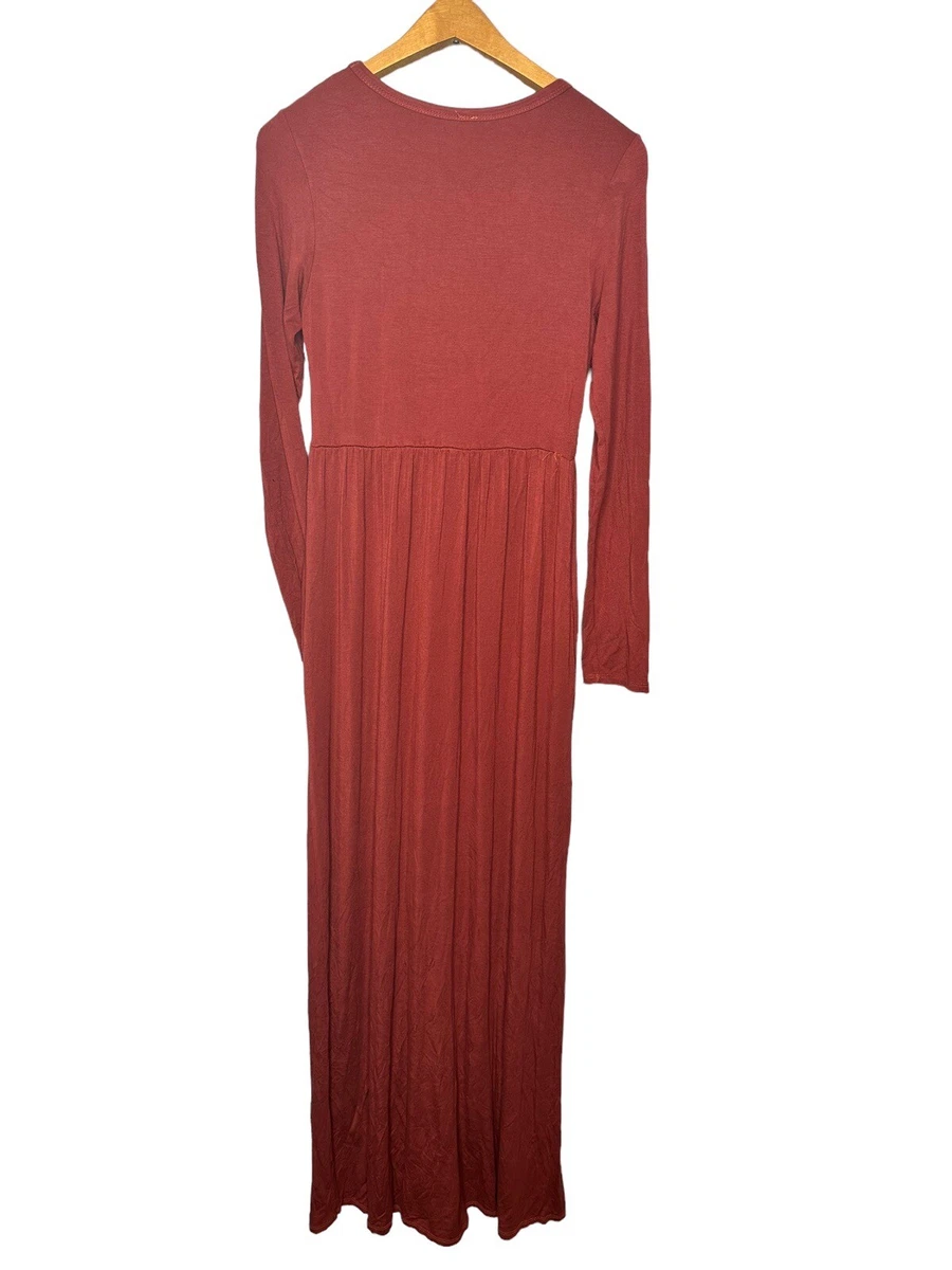Jersey knit maxi top dress with sleeves