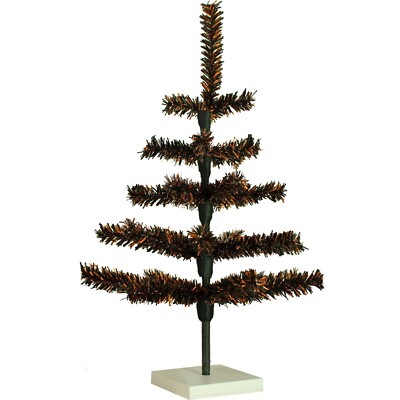 Halloween Themed Orange and Black Firework Tinsel Christmas Tree Stand Included