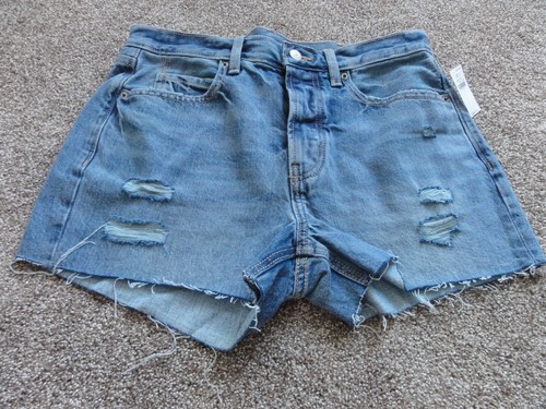 NEW LADIES OLD NAVY BLUE DENIM COTTON BUTTON FLY JEAN SHORTS SIZE 4