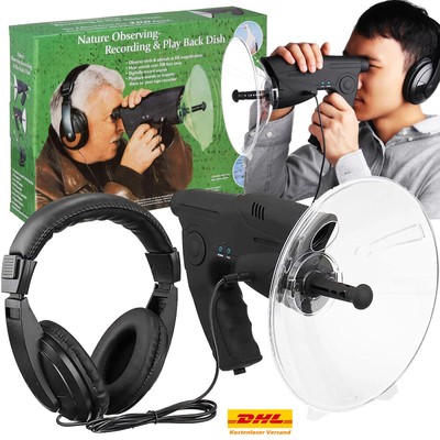 Geräuschverstärker 100 M Richtmikrofon Zieloptik 8 Sek. Aufnahme Abhörgerät DE