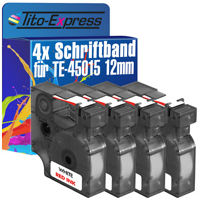 4x Schriftband für Dymo 45015 LabelManager 100 120P 150 160 200 450 500TS 350