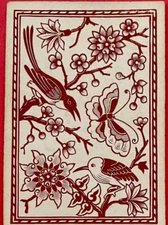 SQ53 Swap Playing Cards 1 Antique Square Corners Birds Flowers Leaves C1800’s