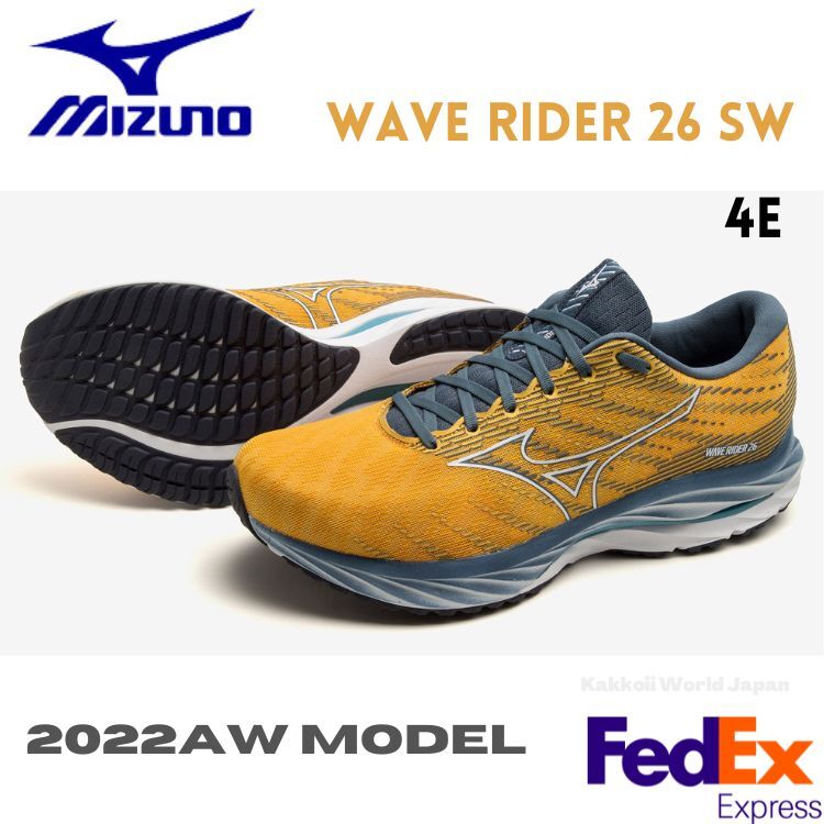 Zapatos para correr Mizuno para hombre Wave Rider 26 SW J1GC2204 07 naranja/blanco/gris 4E