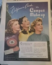 1944 Campus make-up with California co-eds created in Hollywood vintage ad