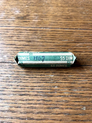 1967 Roosevelt Dime Roll - One full roll - 50 circulated coins