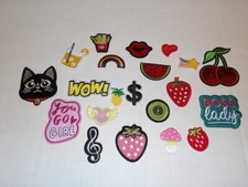 Lot 21 Colorful Iron on Patches for Clothing WOW Strawberries Cat Music Note