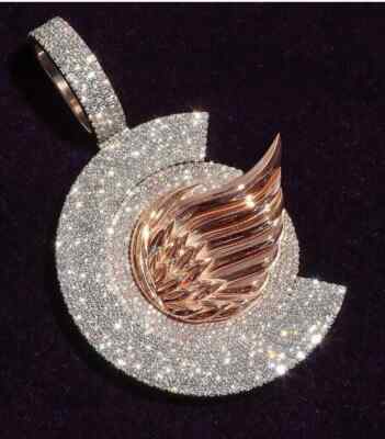 2Ct Lab Created Diamond Round Wing Pendant 14K Rose Gold Plated
