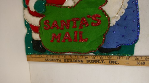 Portatarjetas de Navidad de Papá Noel vintage de fieltro cosido a mano, cuentas de semillas y lentejuelas MCM - Imagen 7 de 7