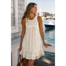 Coquette Vacay ready ResortWear Zara Basics sleeveless lace sundress Sz Medium