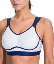 Syrokan High Impact Bounce Control Gray  Blue Wire Free Sports Bra Size 42D 