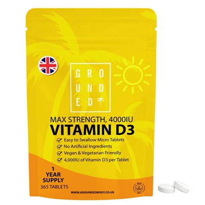 Geerdetes Vitamin D3 4000 IE - 365 Tabletten - Ein Jahresvorrat