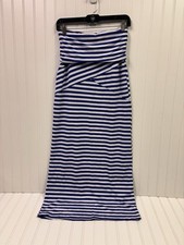 Guess Maxi Strapless Dress Blue White Stripped Fold Over Size Size XS NWT