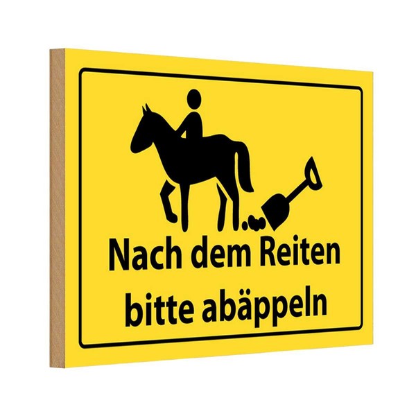 Holzschild 12X18 Cm Nach Reiten Bitte AbäPpel Warnschild Hinweisschild Deko Gesc-image