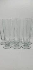  Set of 7 Tall-Footed Pilsner Beer Glasses