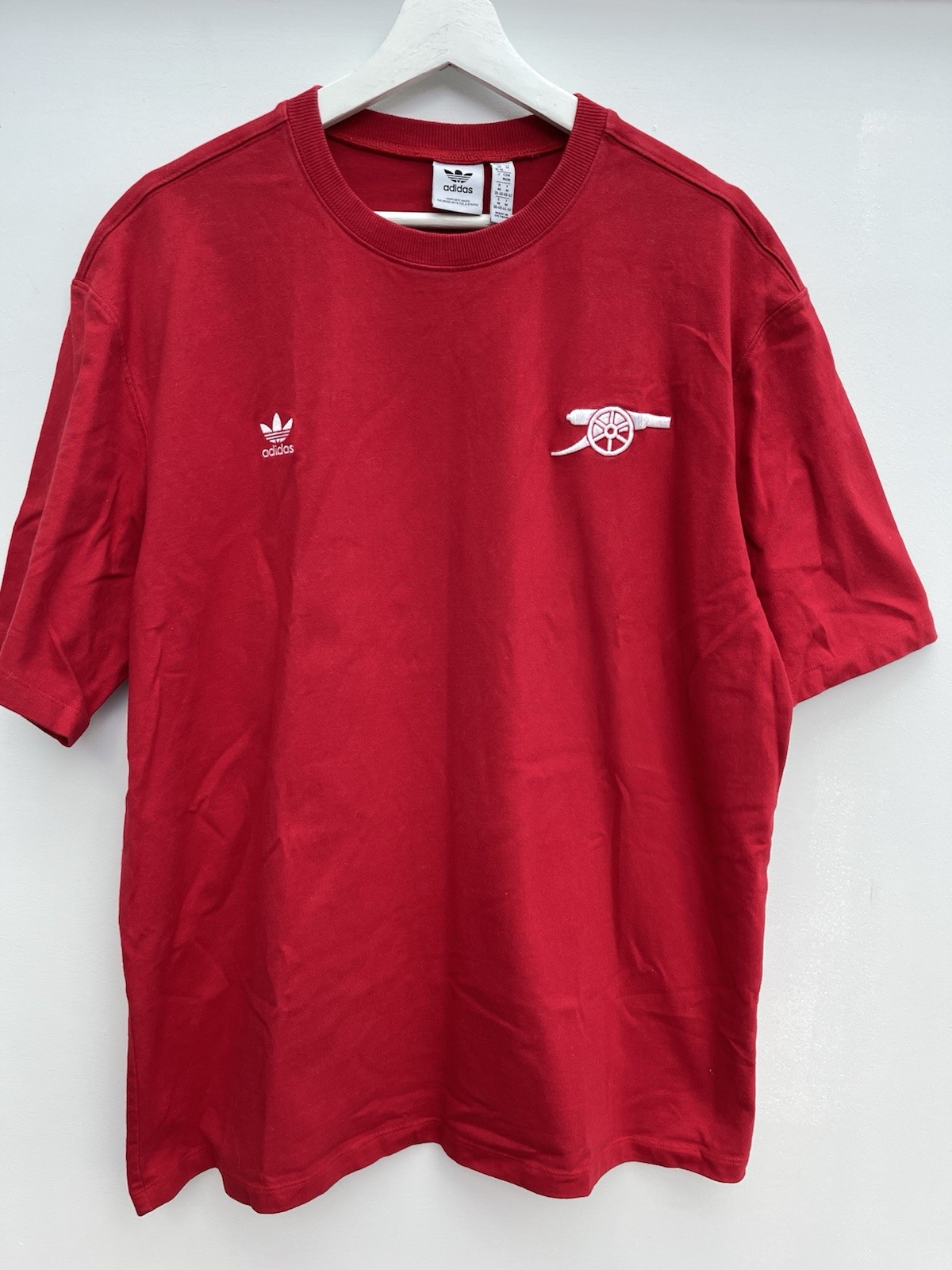 Adidas Arsenal Womens 12-14 Large T Shirt Oversized Red Short Sleeve Cannon