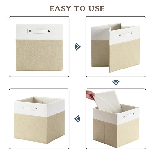 13 x 13 Inch Fine Linen Storage Bins with Handles,Fabric Cube Boxs,Collapsibl... - Picture 4 of 7
