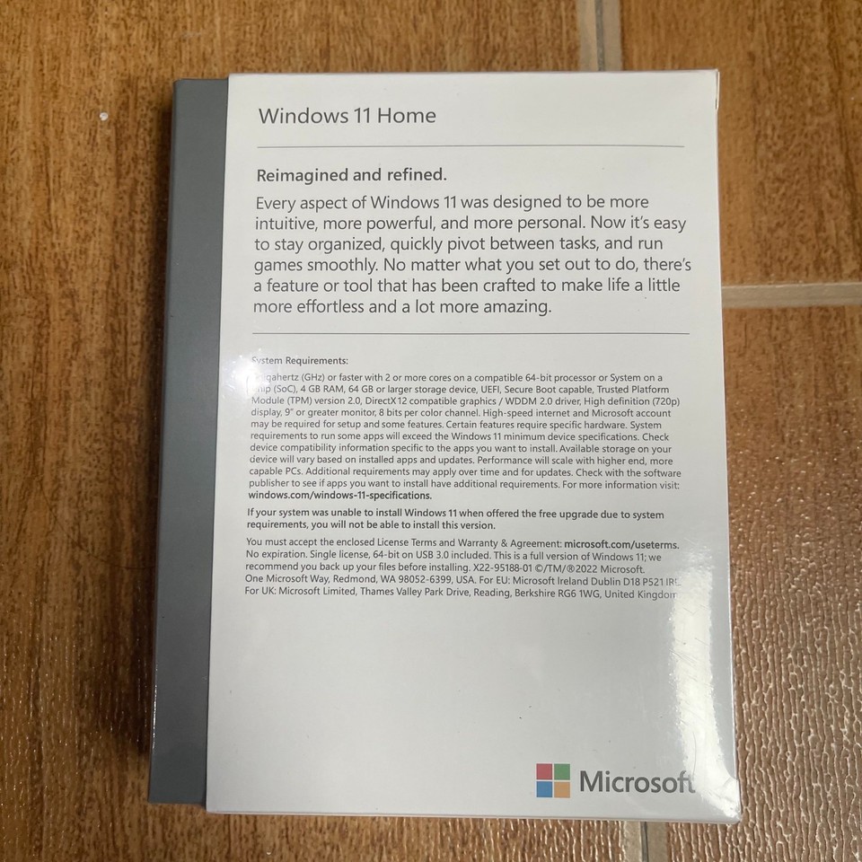 Windows 11 Box Backside New Microsoft Windows 11 Home 64bit English USB Flash Drive In Sealed ...