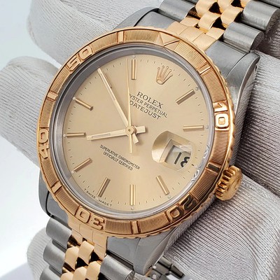 Rolex Datejust Turnograph 36mm Champagne Dial Gold/Steel Watch Ref 16263