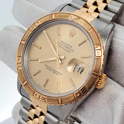Rolex Datejust Turnograph 36mm Champagne Dial Gold/Steel Watch Ref 16263