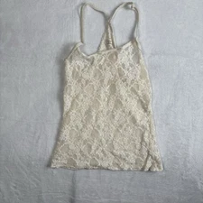 Y2K Trillium Lace Floral Tank Cami Top Shirt Sheer Women's Size Medium