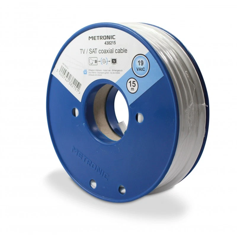 Câble TV coaxial bobine 19 VATC 15 m - blanc - Photo 1/1