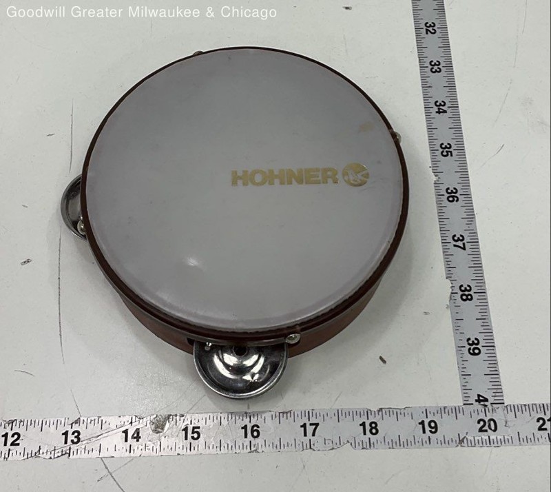 Hohner Brown Tambourine Percussion Instrument Small Metal Jingles 6 Inch