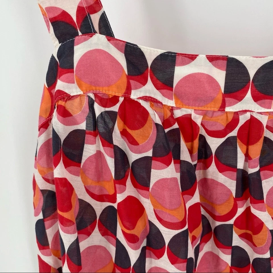 Colorful circle design silk blend tank top C&C California size small pink red - Image 2 of 4