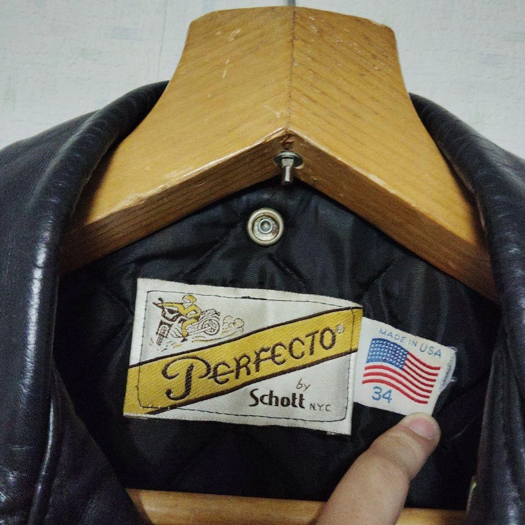 Chaqueta de Cuero Schott Perfecto Double Rider Negra Talla 34 EE. UU.
